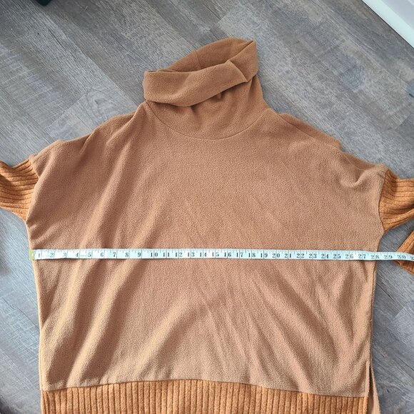 La Miel US Womens M Camel Brown Cowl Neck Sweater With Ribbed Hem & Sleeves - Picture 10 of 10